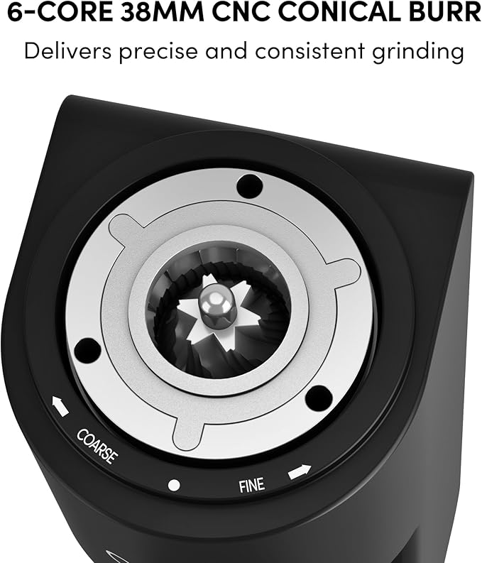Burr Coffee Grinder,Wirsh Electric Single Dose Coffee Grinder Geimori GU38 with 38mm 6-Core Conical Burr,Stepless Adjustment for Drip,French Press,Cold Grind Settings from Fine to Coarse
