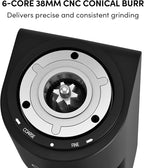 Burr Coffee Grinder,Wirsh Electric Single Dose Coffee Grinder Geimori GU38 with 38mm 6-Core Conical Burr,Stepless Adjustment for Drip,French Press,Cold Grind Settings from Fine to Coarse