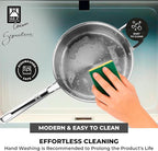 BRA COOKWARE Signature Sauté Pan w/Glass Lid | 11 inches - 4 quarts Professional Low Casserole | Stainless Steel Sauté Pan | All Stovetop Compatible - Full Induction | PFOA Free | Polished Finish