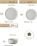 MALACASA Plates and Bowls Sets, 12 Pieces Modern Stoneware Dinnerware Set for 4 Kitchen Dinner Set Ceramic Dishware Dishes Set Microwave and Dishwasher Safe, Grey, Series TARA