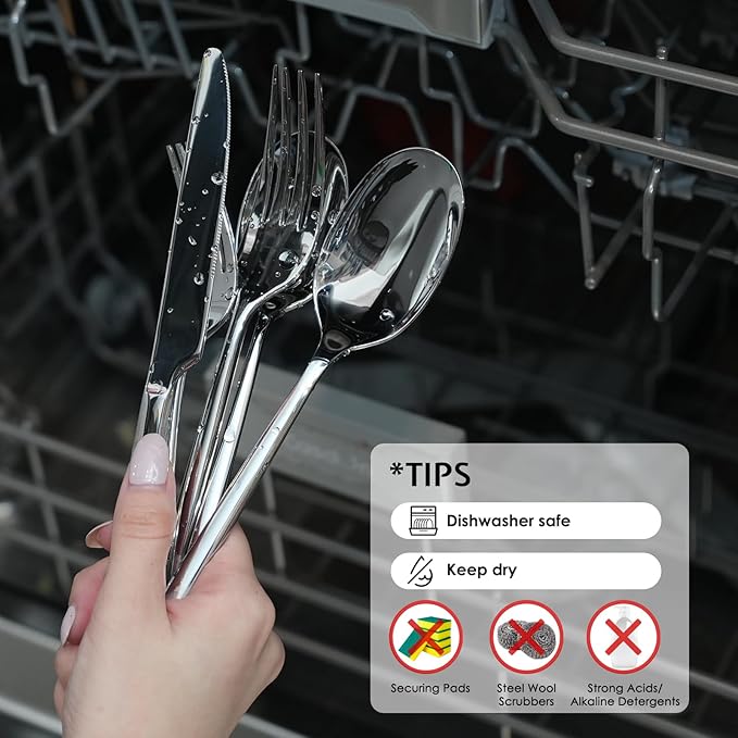 KINGSTONE Silverware Set, 20-Piece Forged Novelty Flatware Cutlery Utensil Set Premium Stainless Steel, Service for 4, for Kitchen, Home, Wedding, Party, Mirror Polished and Dishwasher Safe