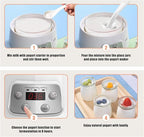 Yogurt Maker, Electric Yogurt Maker Machine with Transparent Lid, White/Green Cheese Maker for Home/Restaurant/Party