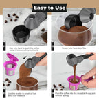 Coffee Scoop & Funnel for Reusable K Cup Refillable Coffee Pods, Coffee Measuring Spoon 2 Tablespoon Capacity, Scoop with Funnel for Ground Coffee, Protein Powder, Tea (Black&gray, 2 Pack)