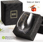 HOHY Cancer Stemless Wine Glass 20 Oz, Cancer Constellation Wine Glass Golden, Zodiac Gifts June Birthday Gifts for Women