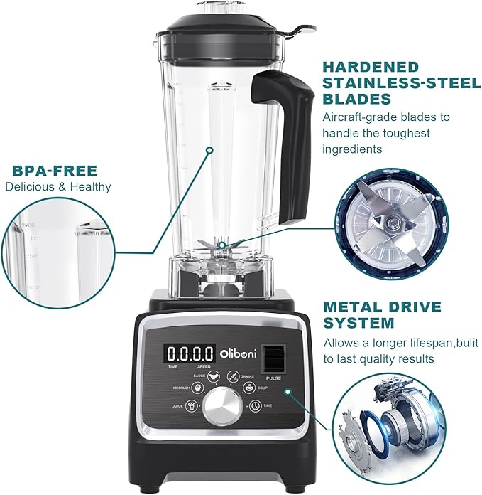 Blenders for Kitchen 68 oz, 6-leaves Stainless Steel Blade, High Power Blender for Smoothies, Intelligent Program Setting for Smoothie, Puree, Ice Crush, Shakes, Juice, Sauce