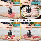 Stainless steel meat tenderizing tool, meat pounding hammer, equipped with 21 sharp needles, used for tenderizing and pounding steaks, beef, pork, chicken, grilling, and fish (Black)