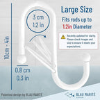 6-Pack Metal S Hooks for Hanging – Heavy-Duty S-Shaped Hook with Safety Buckle – Fits Bars up to 1.2 in – Anti-Drop S-Hooks for Closet, Wardrobes & Storage – White (Large)