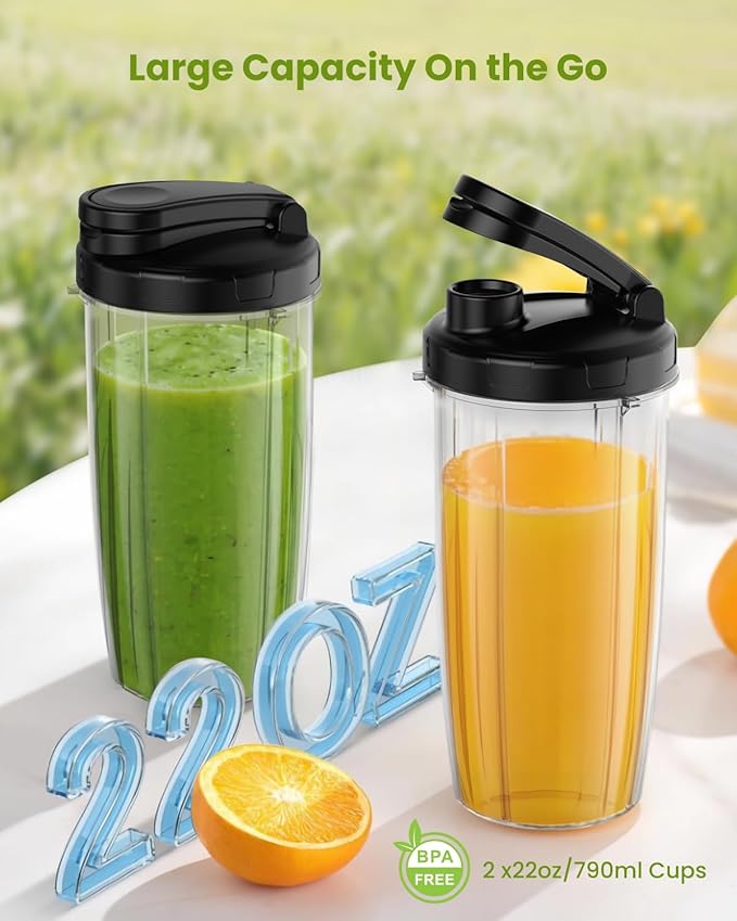 Blender for Smoothie, 900W Personal Blender for Shakes and Smoothies with 2 * 22oz BPA Free Portable Cups, Small Juicer for Protein Shake, Baby Food, Frozen Drink