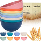 Cereal Bowls, 26 Oz Unbreakable Plastic Cereal Wheat Straw Bowl Sets of 8, Lightweight Microwave Dishwasher Safe Reusable BPA-Free for Kitchen Soup Salad Noodle Desert, Multicolor