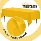 Exquisite 66% Thicker Premium Plastic Table Cloth Rectangle Table Cover 0.5 Mil 6 Pack Yellow Table Cloth 54 Inch x 108 Inch Disposable Tablecloth Won't Tear Easily Like Cheap Thin Brands