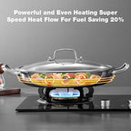 14 Inch Paella Pan with Lid, Ceramic Nonstick & Stainless Steel Induction Ready, 12-Serving Large Skillet, Oven Safe 550°F for Paella, Searing, Frying (Family Gathering & Outdoor Cooking)