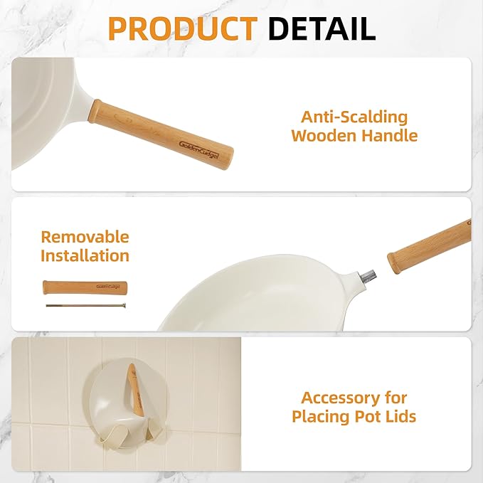 Nonstick Skillet with Lid ,10 Inch Deep Frying Pan, Toxin-Free Ceramic Frying Pan Cookware, Wabi-Sabi Style Healthy Non Toxic Cooking Pan with Helper Handle, Saute Pan Compatible with All Stovetops