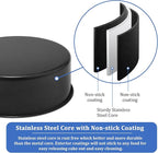 P&P CHEF 8 Inch Cake Pan, Nonstick Round Baking Layer Cake Pans Tins Set for Birthday Wedding, 2.94-Inch Deep Side & One-piece Design, Stainless Steel Core & Easy Clean, Black 2Pcs