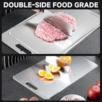 2025 New 100% Pure Titanium Cutting Board with Grooves, Double Sided Chopping Board, Meat, Fruit and Vegetable Cutting Board, Dishwasher Safe (8 * 12 IN)