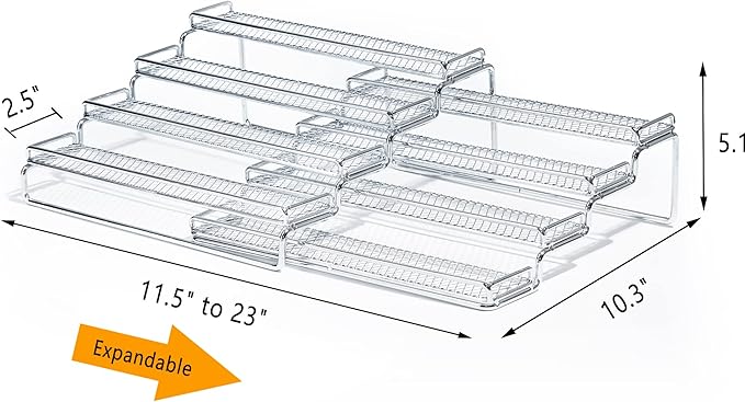 GONGSHI Spice Rack Organizer for Cabinet, 4 Tier Seasoning Organizer, Expandable Shelf,Step Storage Holder, Kitchen Cabinet Countertop,with Protection Railing, Metal (Chrome2 PC)
