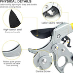 Ultra Sharp Germany Steel Pruning Shears - Cuts 3X Easier, Ergonomic Design - Weak Hand Arthritis Snips, Effortlessly 1-Inch Cut Capacity Heavy Duty Garden Scissors, Sharp Garden Clippers