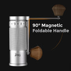 Bincoo Manual Coffee Grinder with Foldable Handle– External Setting Hand Coffee Grinder with Steel Burr,Compact and Portable for Home/Travel/Camping(Sliver)