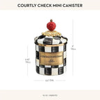 MACKENZIE-CHILDS Courtly Check Enamel Canister, Black-and-White Kitchen Storage Container with Lid, Mini
