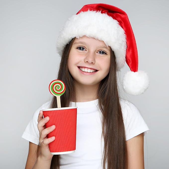 Jinei 120 Pcs Pastel Christmas Wooden Coffee Stirrers Candy Style Stir Sticks Disposable Drink Stirrers for Christmas Chocolate Milkshake Restaurant Home Office Supplies