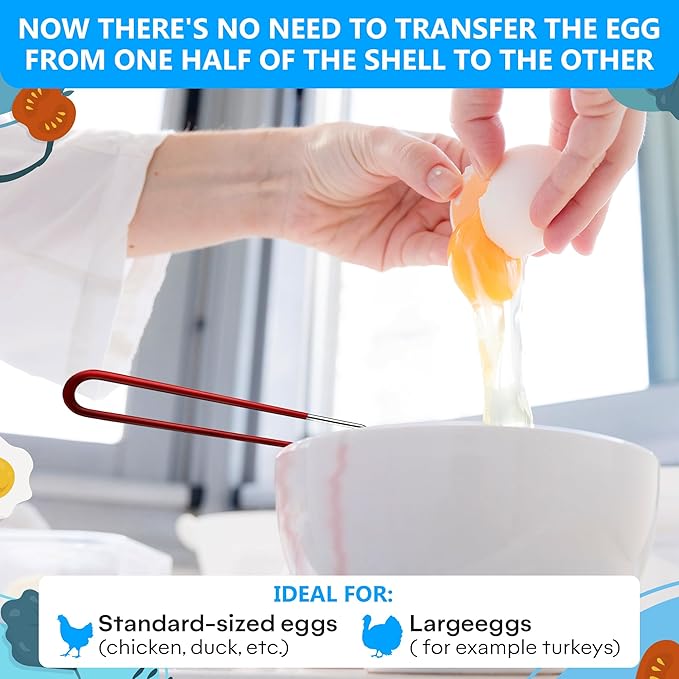 Egg Separator for Raw Eggs - Egg Yolk Separator Kitchen Gadget Yolk Remover Stainless Steel Gadget for Raw Eggs & Cake Baking White Filter | Convenient Design