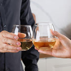 Stemless Wine Glasses Set of 4, 15oz Red & White Wine Glasses for Daily Use, Wedding, Birthdays, Housewarming Gift, Hosting, Home Bar, Evening Party(Clear)