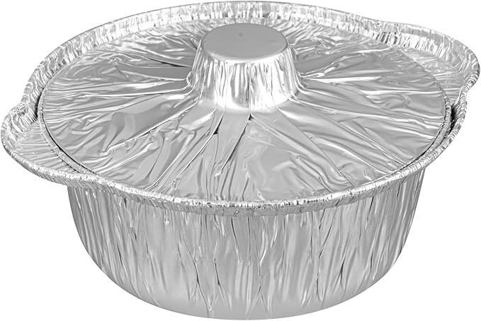 Foil Lux 34 Ounce Pans And Lids, 100 Disposable Pots With Lids - Oven-Ready, Stove Compatible, Aluminum Foil Baking Pans, Freezable, For Outdoor Camping, Vacation, Picnic, And More - Restaurantware