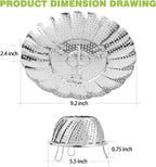 Vegetable Steamer Basket, Stainless Steel Folding Steamer Basket for Cooking, Vegetables, Fish, Pasta, Eggs, Fit Various Size Pot (5.5 inches to 9.2 inches)