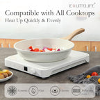 ESLITE LIFE Nonstick Ceramic Frying Pans Skillets Set, Non-Toxic Egg Omelette Kitchen Cooking Pans Compatible with All Stovetops (Gas, Electric & Induction), PTFE & PFOA Free (White)