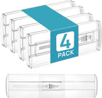 Vtopmart 4 Pack Drawer Dividers for Clothes, 4" High 10.2"-16.6" Adjustable Expandable Dresser Drawer Organizer, Clear Plastic Separators for Dresser, Baby Clothing, Underwear, Cosmetic, Toiletries