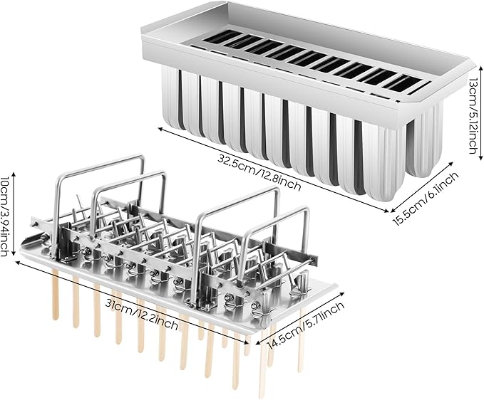 20PCS Commercial Popsicle Molds Heavy Duty Stainless Steel Popsicle Maker Kit with Brush & Sticks, 85g Capacity per Slot, DIY Yogurt Ice Cream Tools for Home Restaurants (Round Head Double Groove)