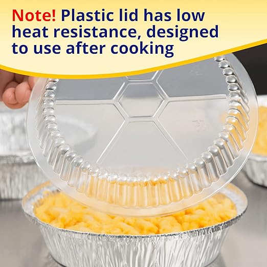 IDL Packaging 9" Round Dome Lid - Clear Plastic Lid for 9" Aluminum Container - Disposable Pans Cover (Pack of 100) for Takeout, Serving, Freezing