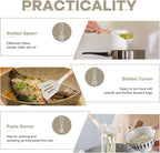 P&P CHEF Cooking Utensils Set, 6 PCS Kitchen Utensils with Wooden Handle, Silicone Spatula for Nonstick Cookware, Easy Clean & Non-toxic, Khaki