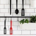 2 Pack Silicone Egg Spatula Flipper Thin 9.8 Inch Black Small Omelette Turner Heat Resistant Non Stick Pancake Spatula for Cooking Omelet Burgers Pizza Steak Crepes