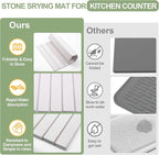 Stone Drying Mat for Kitchen Counter, Diatomaceous Earth Mats, Dish Drying Mat 24"×16", Foldable Water Absorbing Stone Dish Mat for Utensils, Pots and Bottles