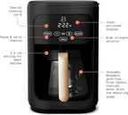 Beautiful by Drew Barrymore 14-Cup Programmable Drip Coffee Maker, Touch-Activated Display, Fast 14-Min Brew, Bold Strength, Keep Warm 4 H, Gold Filter (Black Sesame)