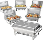 Chafing Dishes for Buffet 6 Pack, 9Qt Chafing Dish Buffet Set with Different Food Pans Combo, Food Warmers for Parties Buffet, Events & Weddings, Silver