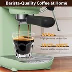 Espresso Machine with Steam Milk Frother Semi Automatic 20 Bar Compact Green with Toggle Switch for home Cafetera Espresso, Latte, Cappuccino, Americano, Macchiato