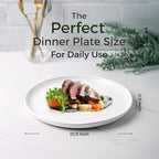 AmorArc Dinner Plates Set of 4, Handcrafted Porcelain Wavy Rim 10.5 Inch Modern Ceramic Plates Set, Dinnerware Dishes for Kitchen-Microwave&Dishwasher&Oven Safe, Chip resistant-Matte White