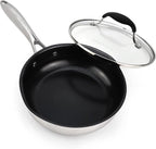 AVACRAFT Ceramic Nonstick Frying Pan with Lid, Egg Pan, Ceramic Nonstick Skillet, 100% PFOA, PTFE Toxins Free Cooking Pan, Best Ceramic Pans for Cooking (8 inch Non-Stick Frying Pan)
