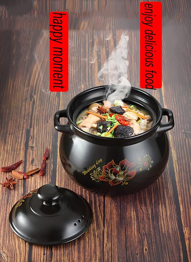 Traditional Japanese Clay Casserole Pot, Family Hot Pot, Ceramic Cookware Dutch Oven, Heat Storage and Heat Preservation, For Cooking Hot Pot Bibimbap and Soup, 7.3L