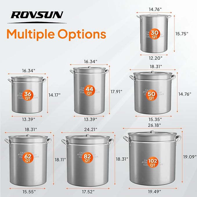ROVSUN 50QT Stainless Steel Seafood Boil Pot With Strainer Basket, Lid & Hook, Versatile Stock for Crab, Lobster, Shrimp Boiling, Heavy-Duty Turkey Fryer for Outdoor Cooking & Gatherings