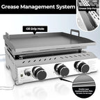 R.W.FLAME 3 Burner Tabletop Propane Griddle, 25" Stainless Steel Gas Griddle, 24,000 BTU Flat Top Grill for Outdoor BBQ,Camping & Patio Gatherings