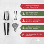 A Bar Above Cocktail Shaker Set, 4-Piece Professional Bartender Kit with Boston Shaker, Strainer, Jigger, and Bar Spoon, Stainless Steel Bar Accessories for Craft Cocktails, Gold