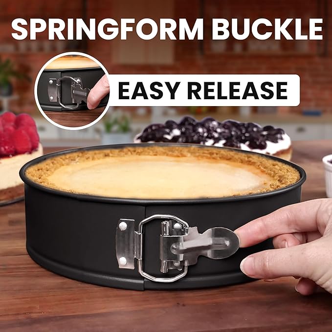 Zulay Premium Springform Pan 9-Inch Nonstick Cheesecake Pan with Removable Bottom, Leak-Proof Design, No Need for Parchment Paper – For Baking Cakes, Cheesecakes, Pies - Easy to Clean (Black)