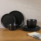 Gibson Home Fairhope 12 Piece Melamine Dinnerware Set - Matte Black