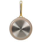 Bloomhouse - Two Time Oprah's Favorite Things Winner - 10 Inch Heavy Duty Aluminum Premium PFA Free Ceramic Nonstick Saute/Deep Frying Pan Skillet with Lid - Cappuccino Cream with Gold Handle