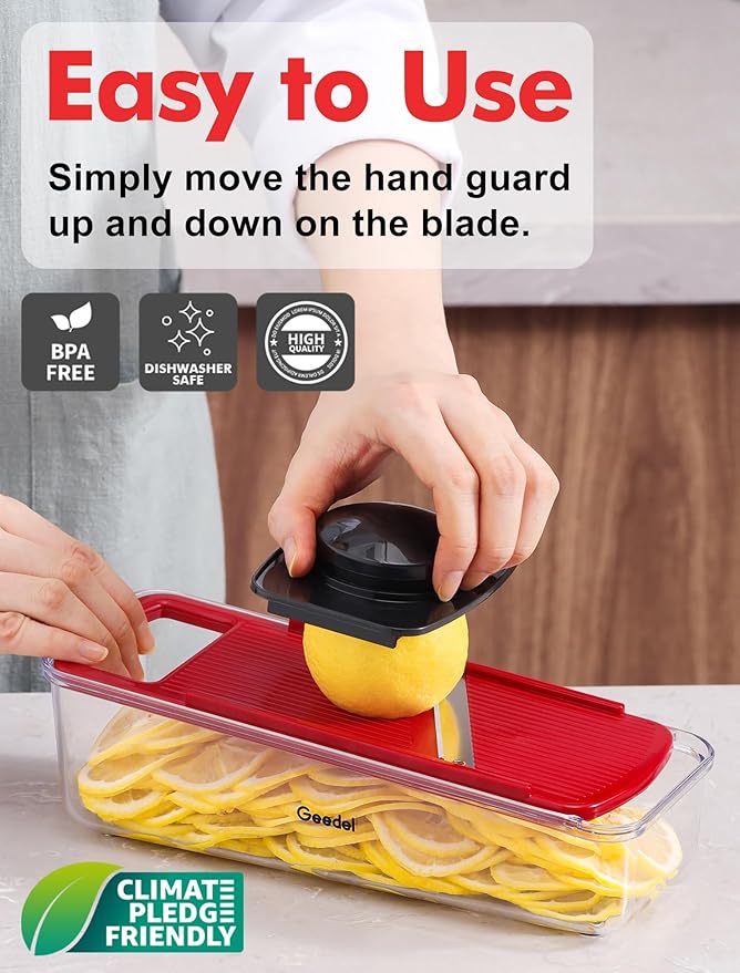 Geedel Professional Mandoline Slicer for Kitchen, Multi Purpose Vegetable Slicer Cutter, Vegetable Cutter Onion Cutter for Veggie Fruit Cheese