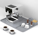 Silicone Coffee Mat with 6 Coasters,24"x16" Counter Bar Mat Fits Under Coffee Maker/Pot & Espresso Machine, Bar Aceessories,Detachable Drying Pad for Tamper,Sugar Packets,Cups & Countertop Protection