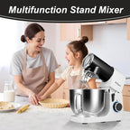 Aifeel Stand Mixer,6.5QT Mixer with 2QT Ice Cream Maker Bowl, Kitchen Electric Mixer Multifunctional Bread Dough Mixer with Dough Hook,Whisk & Beater, Food Mixer for Baking (Black-White)