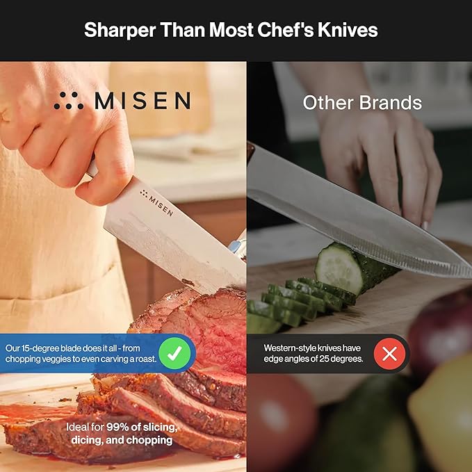 Misen 8" Chef Knife – High Carbon Japanese AUS-10 Stainless Steel – Hybrid German & Japanese Blade – Precision Kitchen Knife for Professionals & Home Cooks – Ultimate Cutting Performance - Green